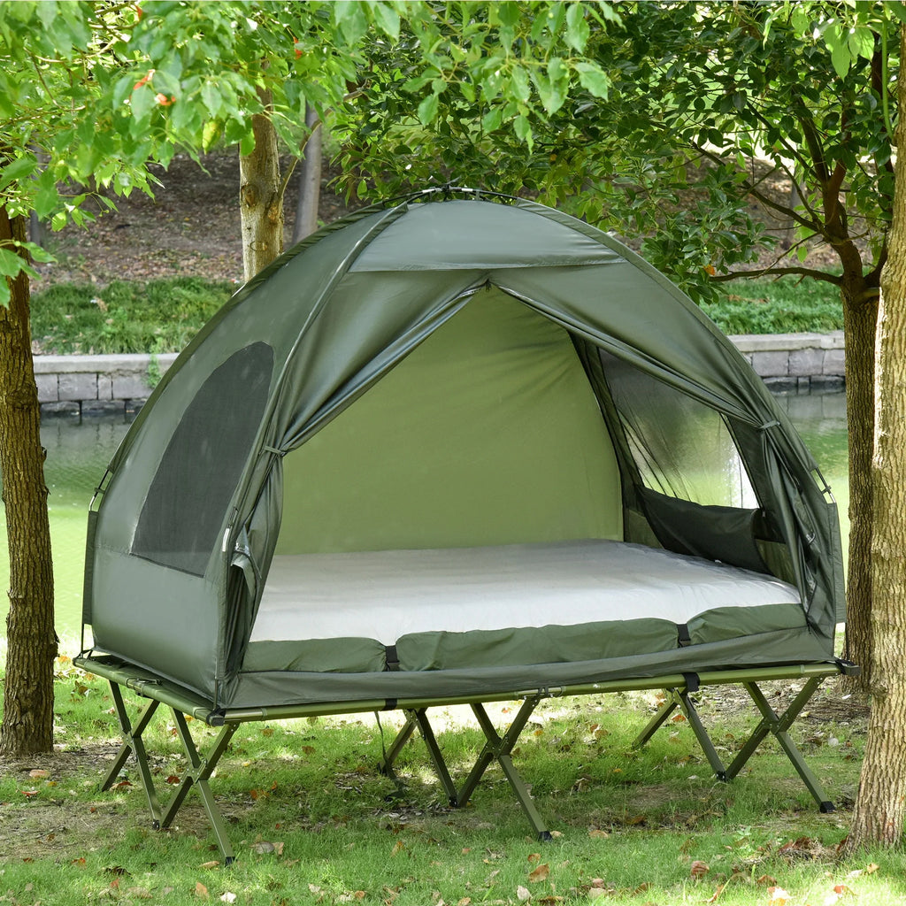 Outsunny 2 Person Foldable Camping Cot with Tent and Air Mattress X49896