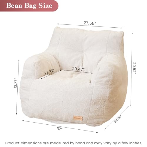 Bean Bag Chair with Filler, Tufted Soft Stuffed, Black B61630