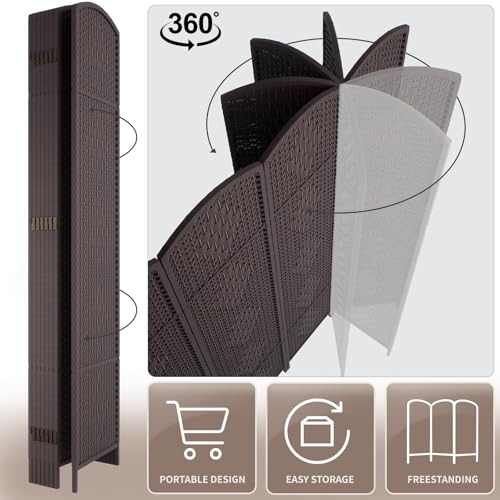 Rose Home Fashion 6 ft Tall Room Divider 4 Panel Folding Privacy Screen, Dark Coffee C8634