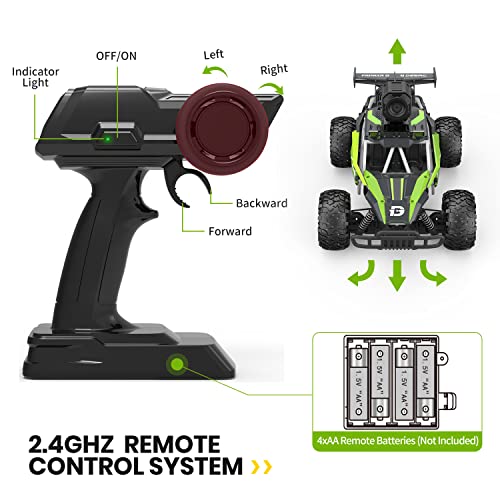 DEERC DE65 Remote Control Car with 1080P HD Camera, 1:16 Scale RC Monster Truck P9812