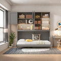SOFTSEA Twin Murphy Bed Frame with Storage, Foldable Wall Bed, Gray I79151