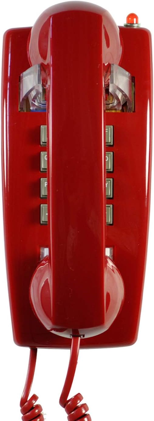TelPal Red Wall Phone, Analog Corded, Traditional Bell, Pack of 2 L702800