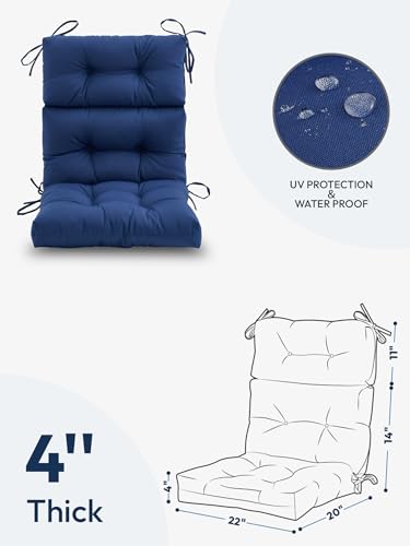 Outdoor High Back Chair Cushion Water Resistant Tufted with Ties Purple P961