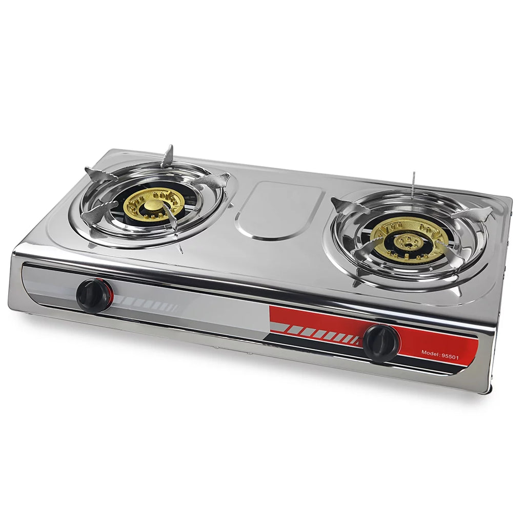 XtremepowerUS Outdoor 2 Burner Stove Burner Range Gas Propane Fueled LPG Auto Ignition with Regulator and Hose