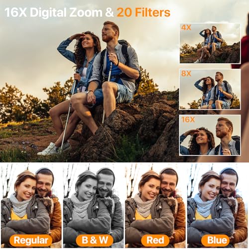 4K Digital Camera for Vlogging with 180° Flip Screen, SD Card & 2 Batteries T2211