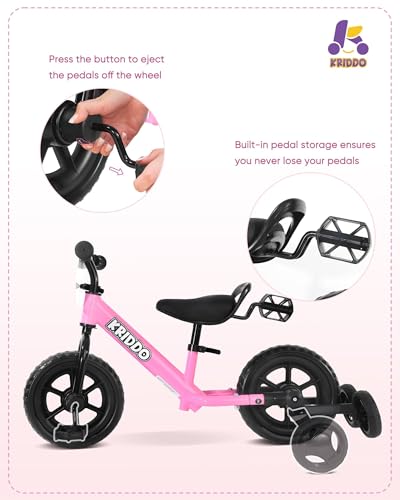 KRIDDO 2-in-1 Kids Tricycle and Toddler Balance Bike, Black U656