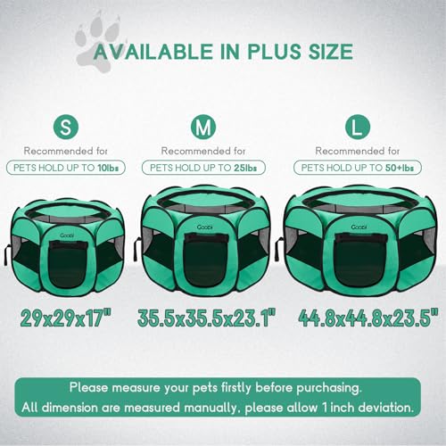 Portable Dog Playpen for Small Dogs Indoor Outdoor, Collapsible with Roof Cover, Green C304366