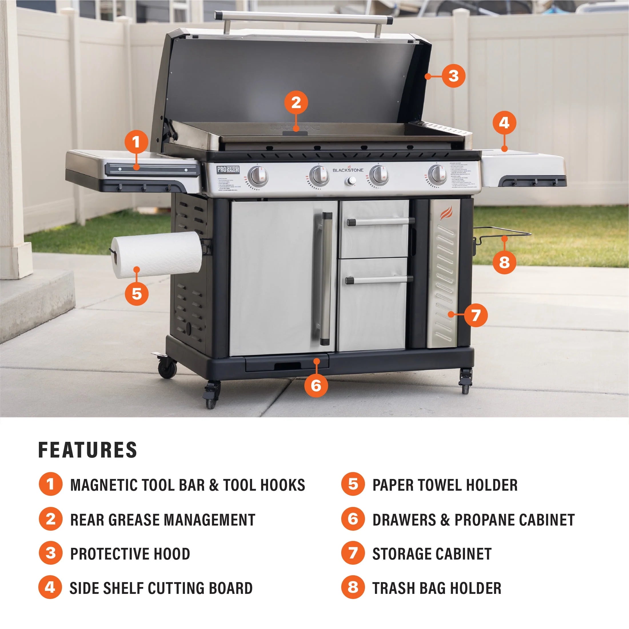 Blackstone ProSeries 4-Burner 36 Propane Griddle with Stainless Steel Cabinet J141808