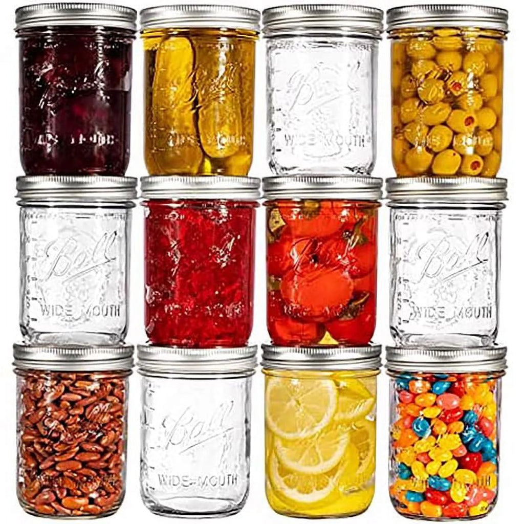 Ball Glass Mason Jars with Lids & Bands, Wide Mouth, 16 oz, 12 Count V563859