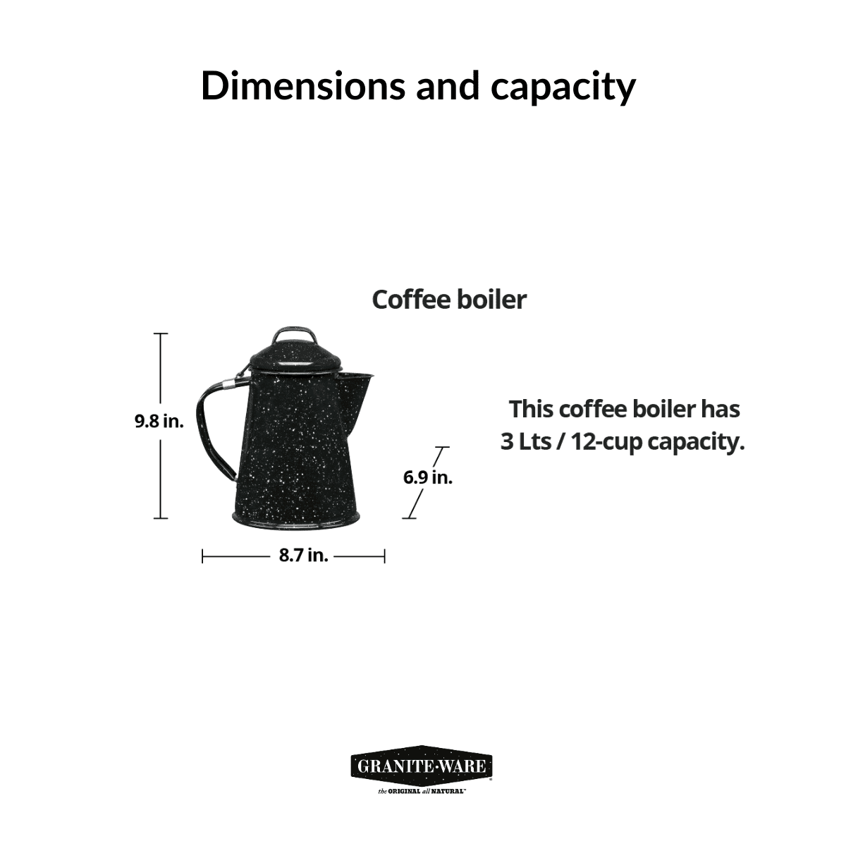 Granite Ware 3 Qt Enameled Steel Coffee Boiler for Camping Z729172
