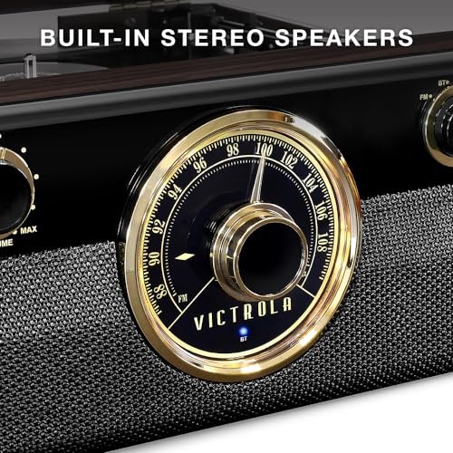 Victrola Metropolitan 4-in-1 Bluetooth Record Player with Built-in Speakers, Grey Z241914