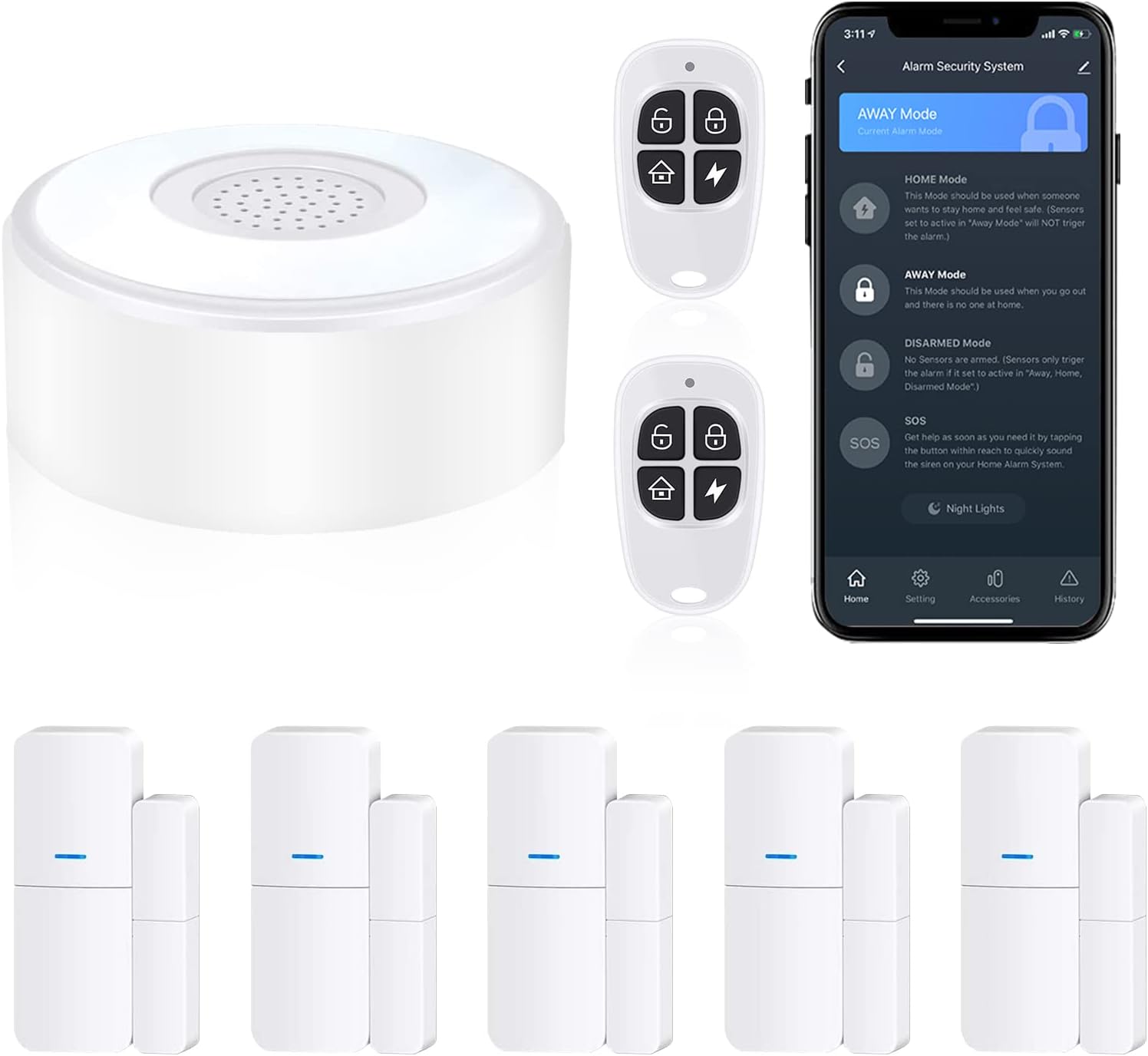 WiFi Door Alarm System, 8-Piece Smart Home Security Kit with App Alerts, Alpha by tolviviov C754327