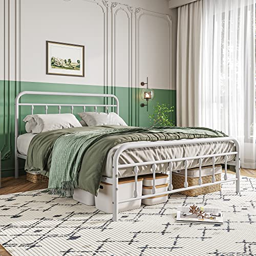 Vintage Full Size Metal Bed Frame with Headboard and Footboard, Black Z946901