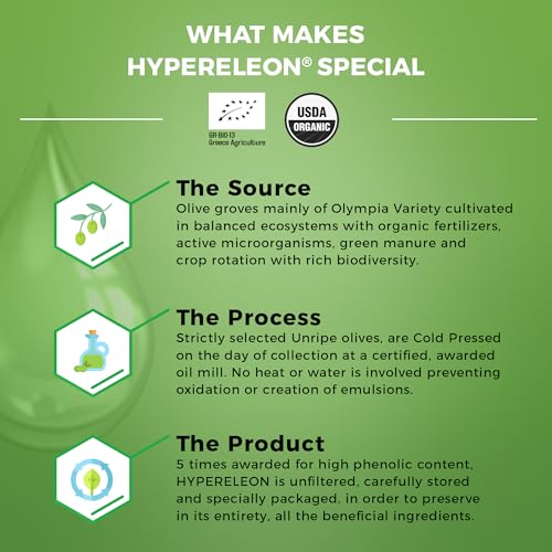 HYPERELEON GOLD Organic Greek Extra Virgin Olive Oil, Unfiltered, 260ml R31352