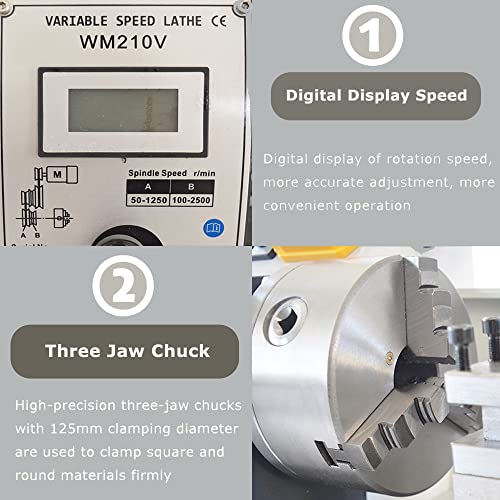 INTBUYING 8"x24" Benchtop Metal Lathe 1100W Brushless Motor Precision Mini Lathe Machine O45773