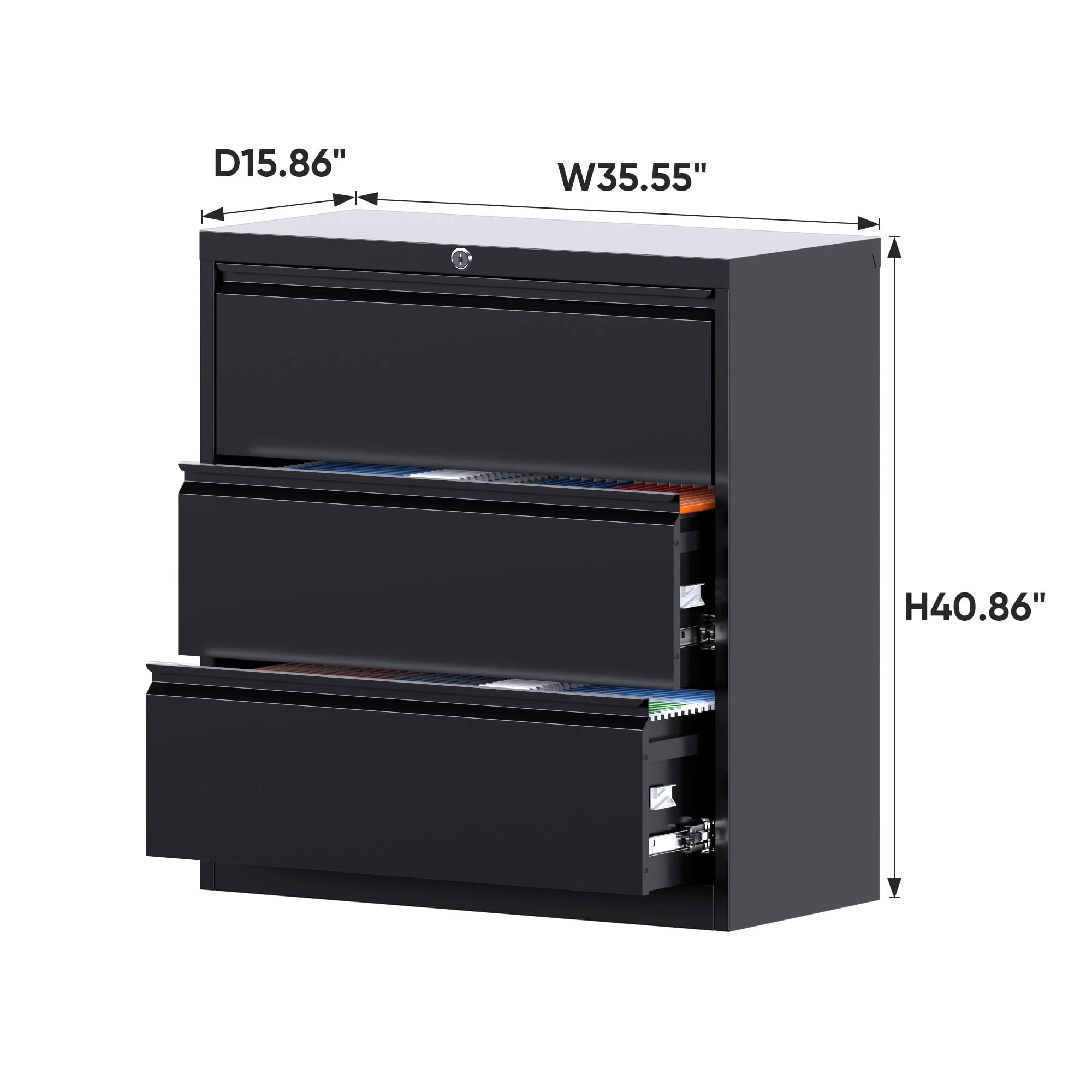 SUPEER 4 Drawer File Cabinet with Lock, Metal Vertical Storage, Black E499