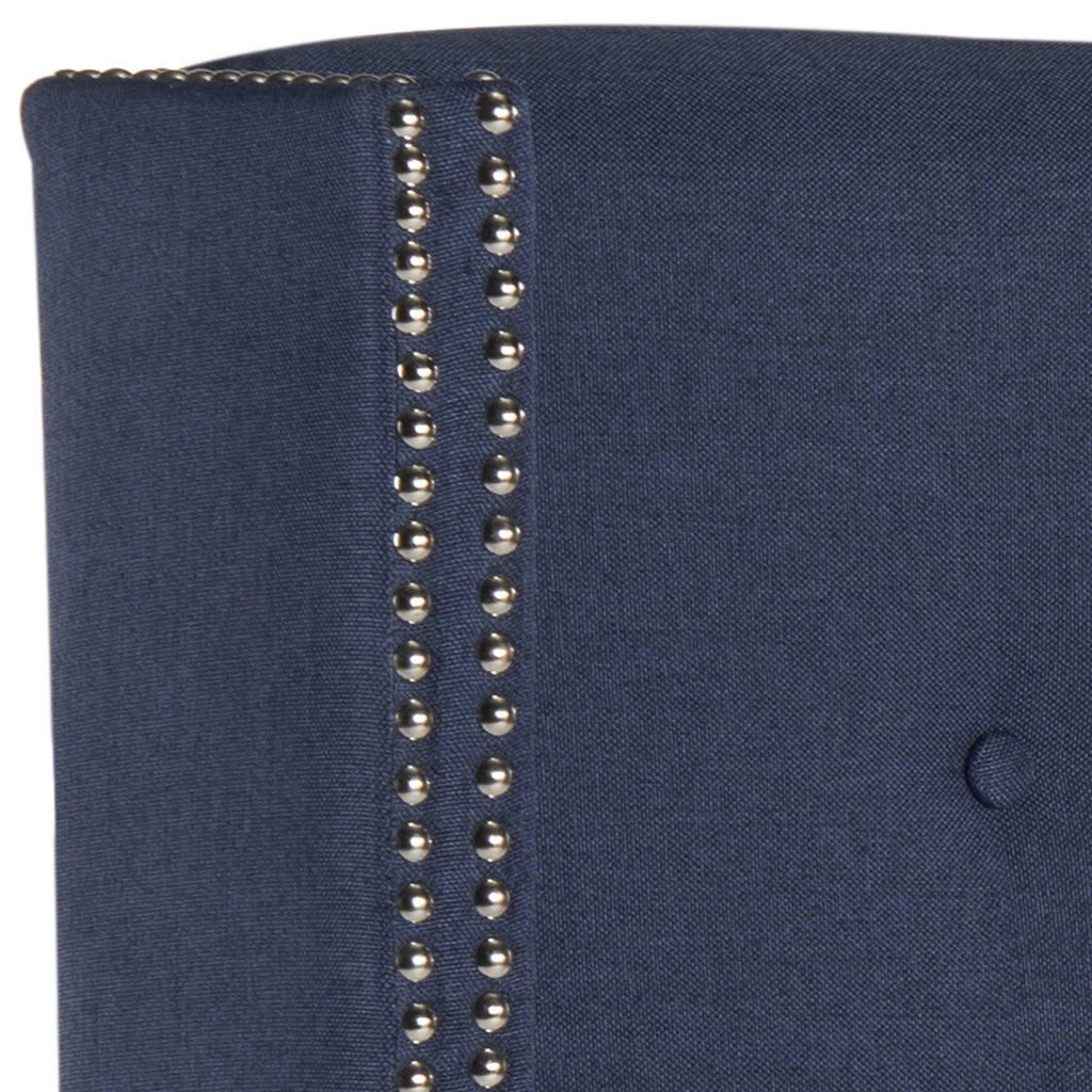 Safavieh Keegan Linen Tufted Winged Headboard Navy Queen A209358
