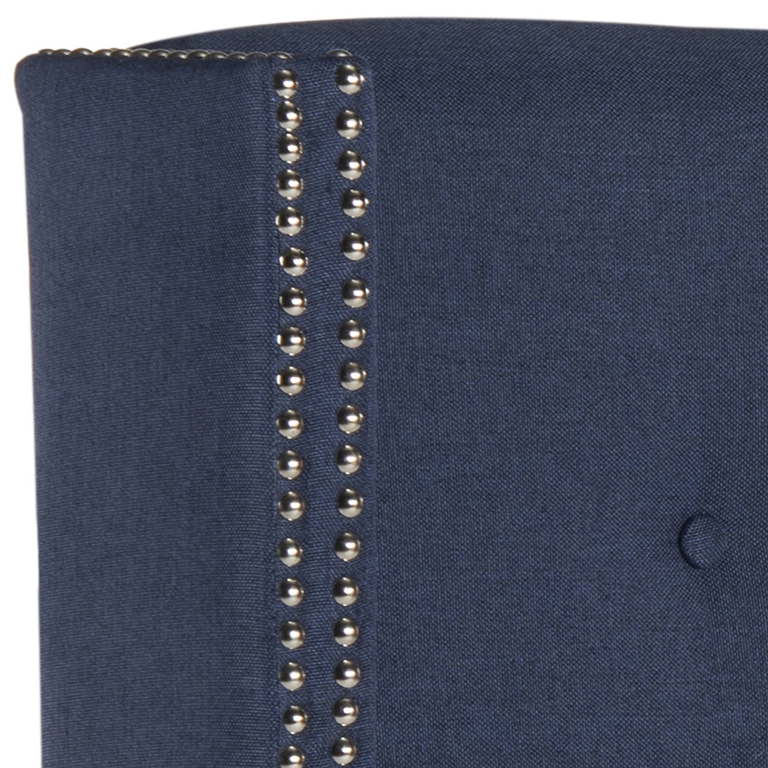 Safavieh Keegan Linen Tufted Winged Headboard Navy Queen A209358