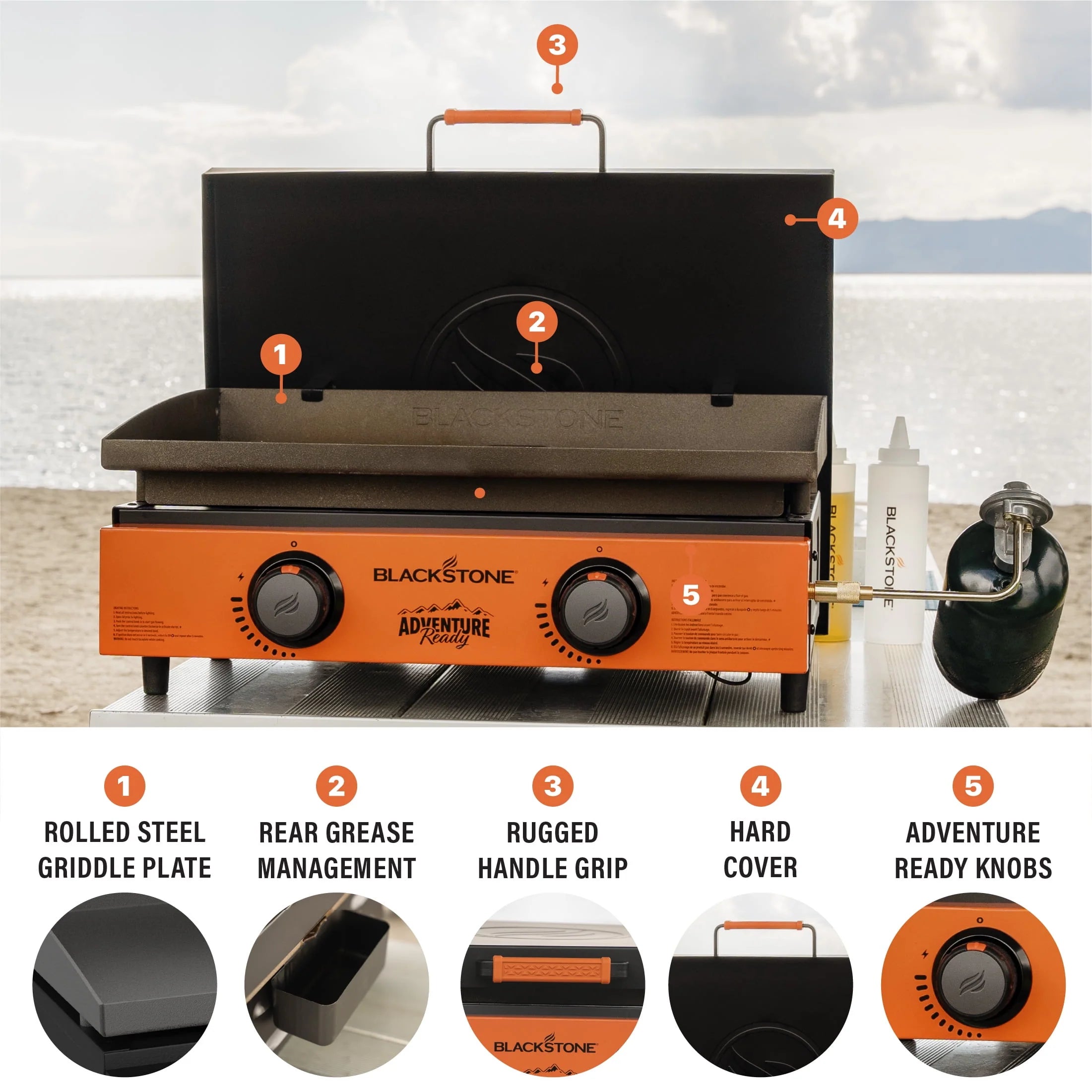 Blackstone Adventure Ready 2-Burner 22 Propane Griddle with Hard Cover U184511