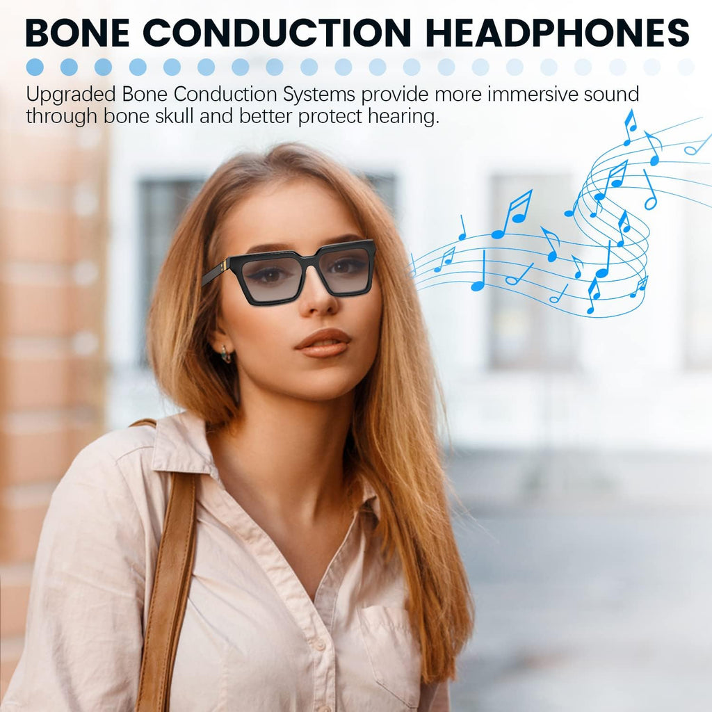 Bone Conduction Glasses Headphones with Anti Blue Light and Photochromic Lenses D669113