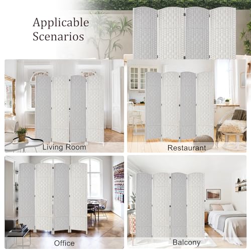 Rose Home Fashion 6 ft Tall Room Divider 4 Panel Folding Privacy Screen, Dark Coffee C8634
