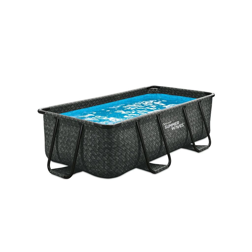 Summer Waves 16' Long Dark Herringbone Elite Frame Outdoor Rectangular Pool