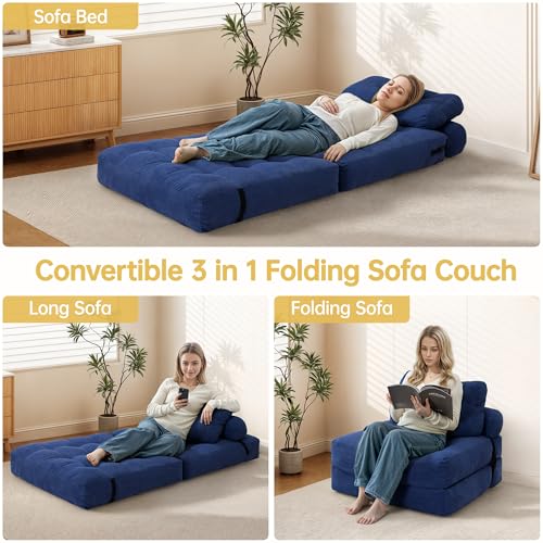 Folding Sofa Bed Convertible Sleeper Chair with Pillow, Grey L546