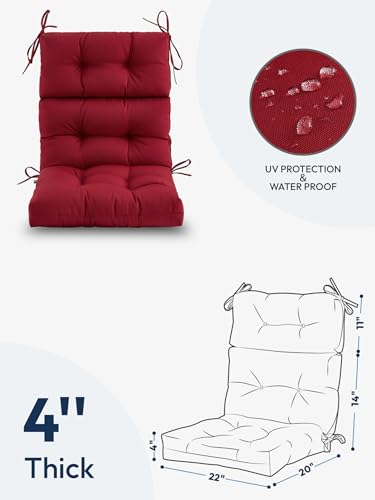 Outdoor High Back Chair Cushion Water Resistant Tufted with Ties Purple P961