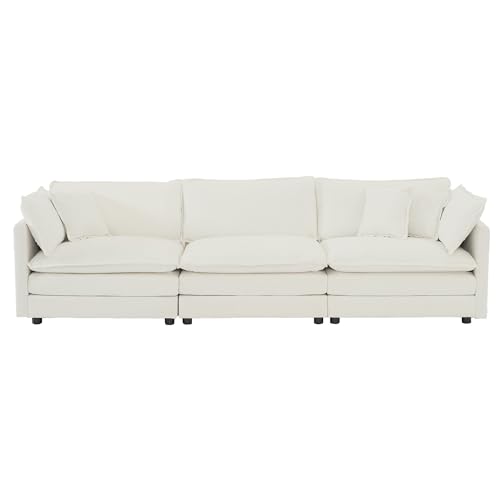 U-Shaped Modular Sectional Sofa with Footrests, White V756192