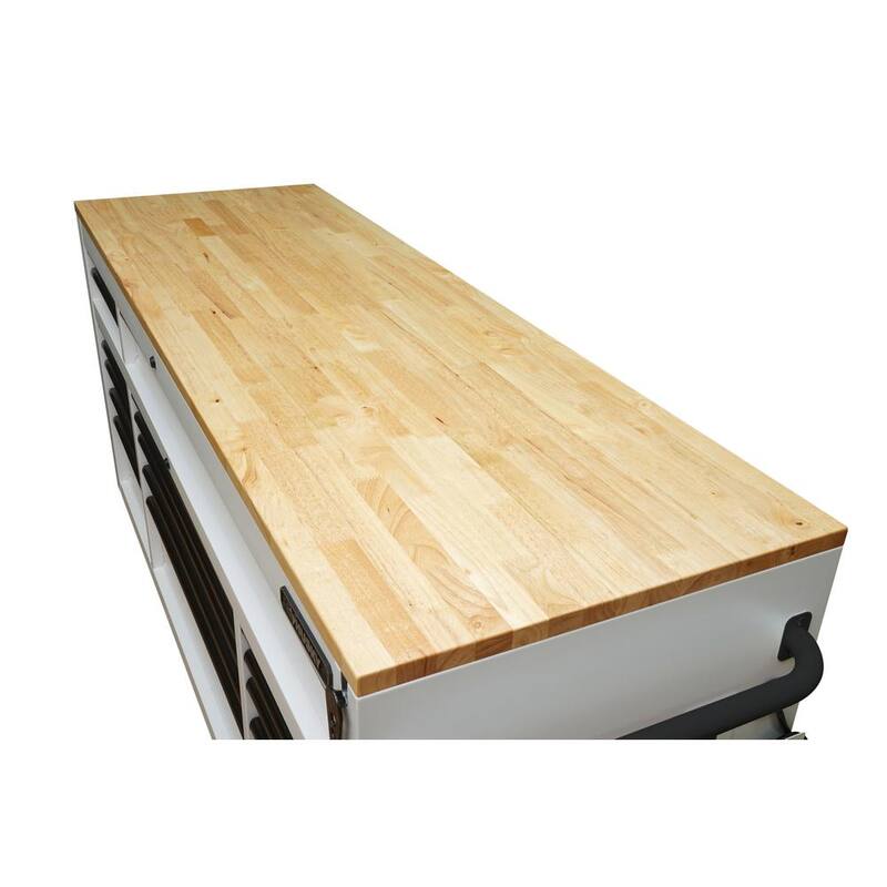 72 in. W Heavy Duty Mobile Workbench Cabinet with Adjustable Height Wood Top S94904
