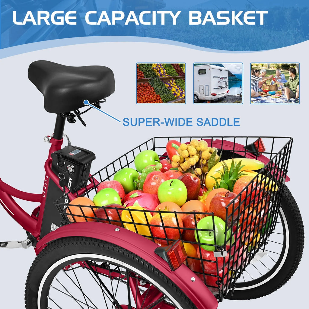 Lilypelle Adult Electric Tricycle 3-Wheel Bike for Seniors E1378
