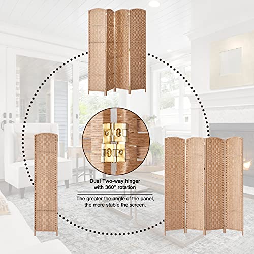 Rose Home Fashion 6 ft Tall Room Divider 4 Panel Folding Privacy Screen, Dark Coffee C8634