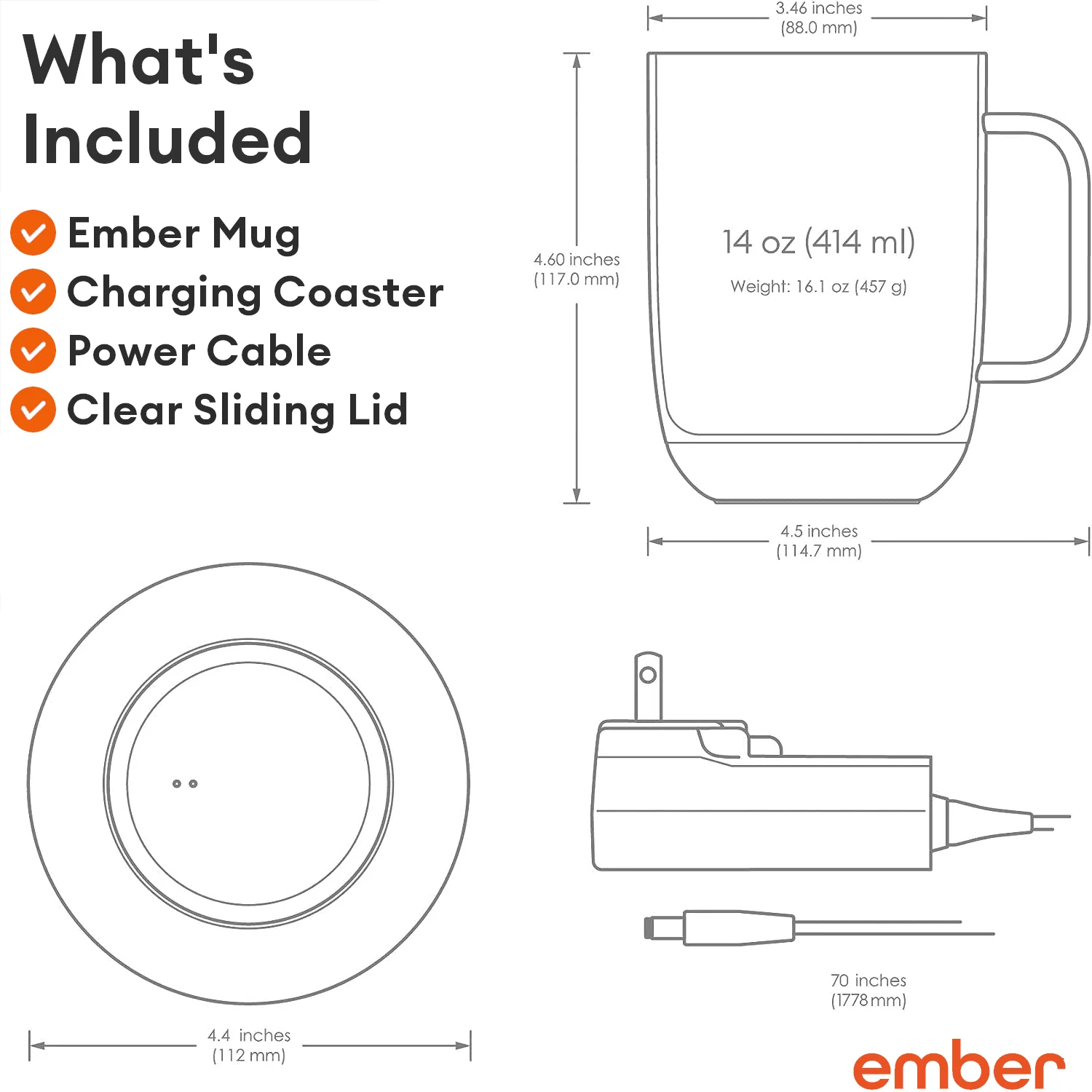 Ember Temperature Control Smart Mug 2, 14 oz, Grey E850