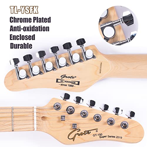 Grote Electric Guitar Semi-Hollow Body Tele Style Basswood Maple Neck Chrome Hardware Blue X47636