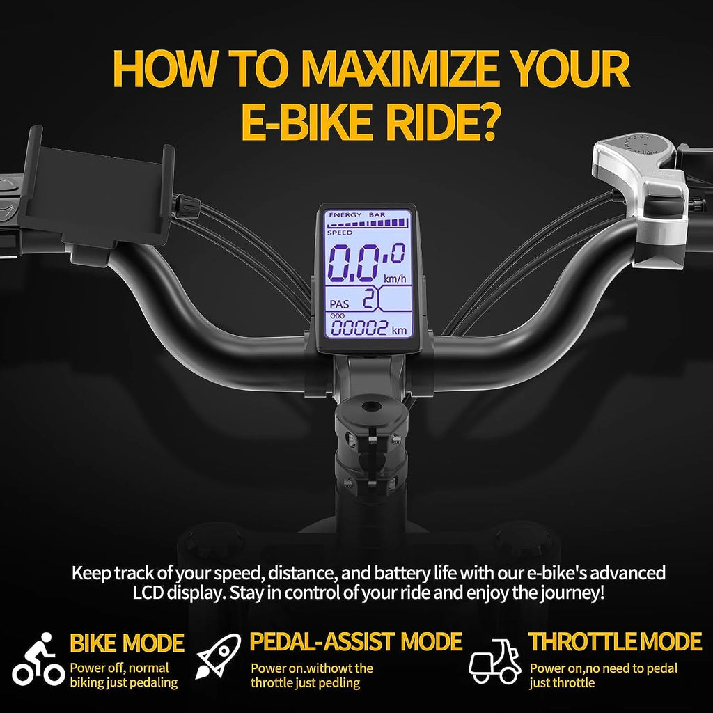Ridstar Electric Bike for Adults, 20" Fat Tire, 1000W, Removable 48V/20Ah Battery L39664