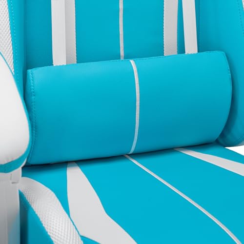 HOFFREE RGB Gaming Chair with Speakers and Footrest, Blue and Black B69323