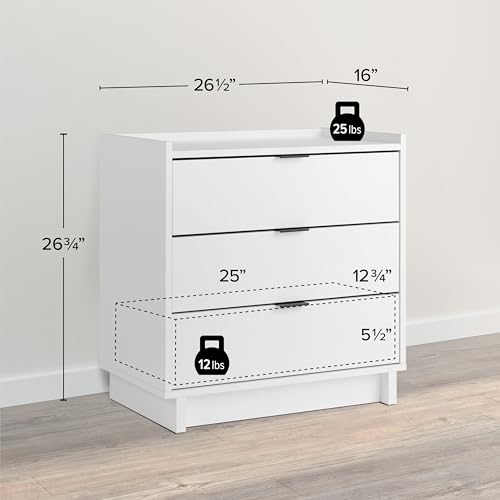 Prepac Sonoma Tall Nightstand with 3 Drawers, Black Q28004