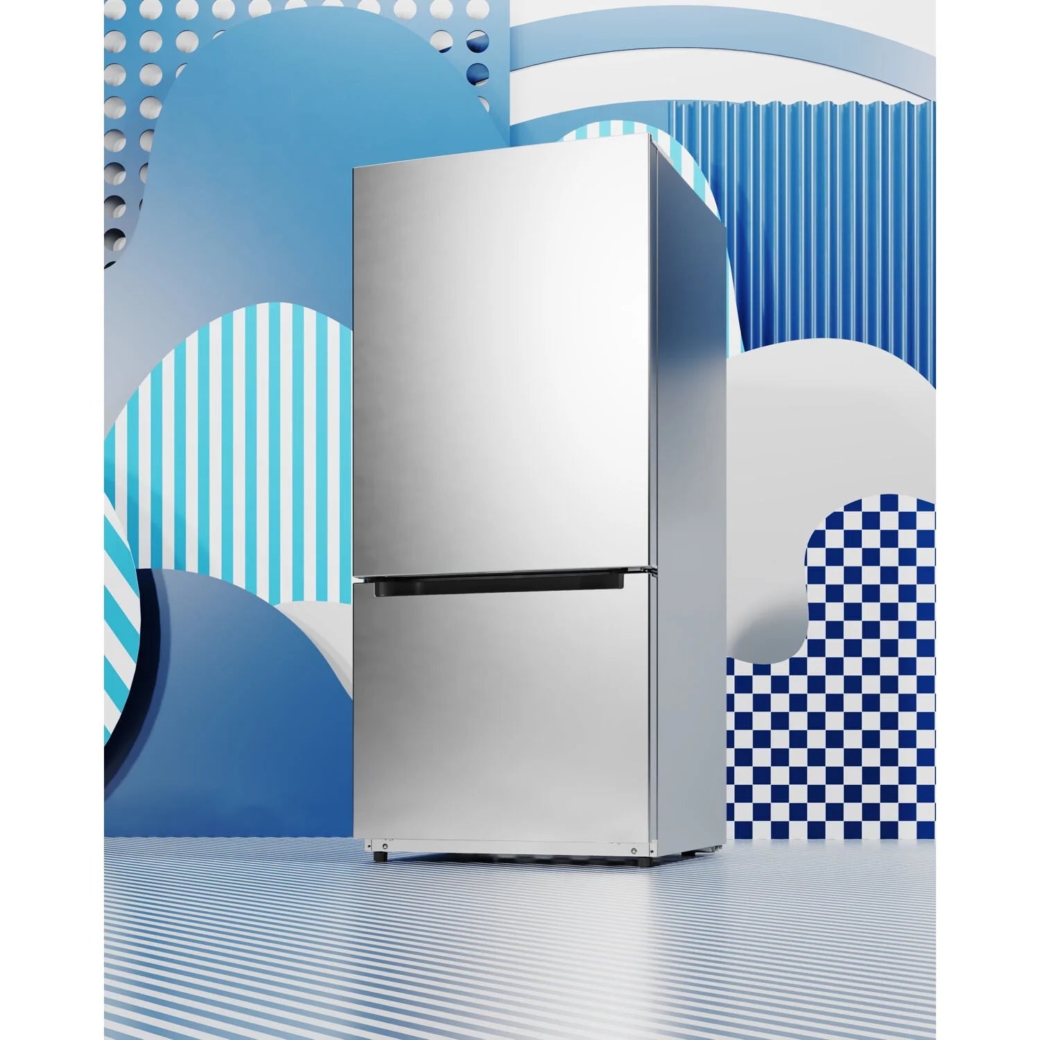 Midea 18.7 Cu. Ft. Bottom Mount Refrigerator, Stainless Steel O61803