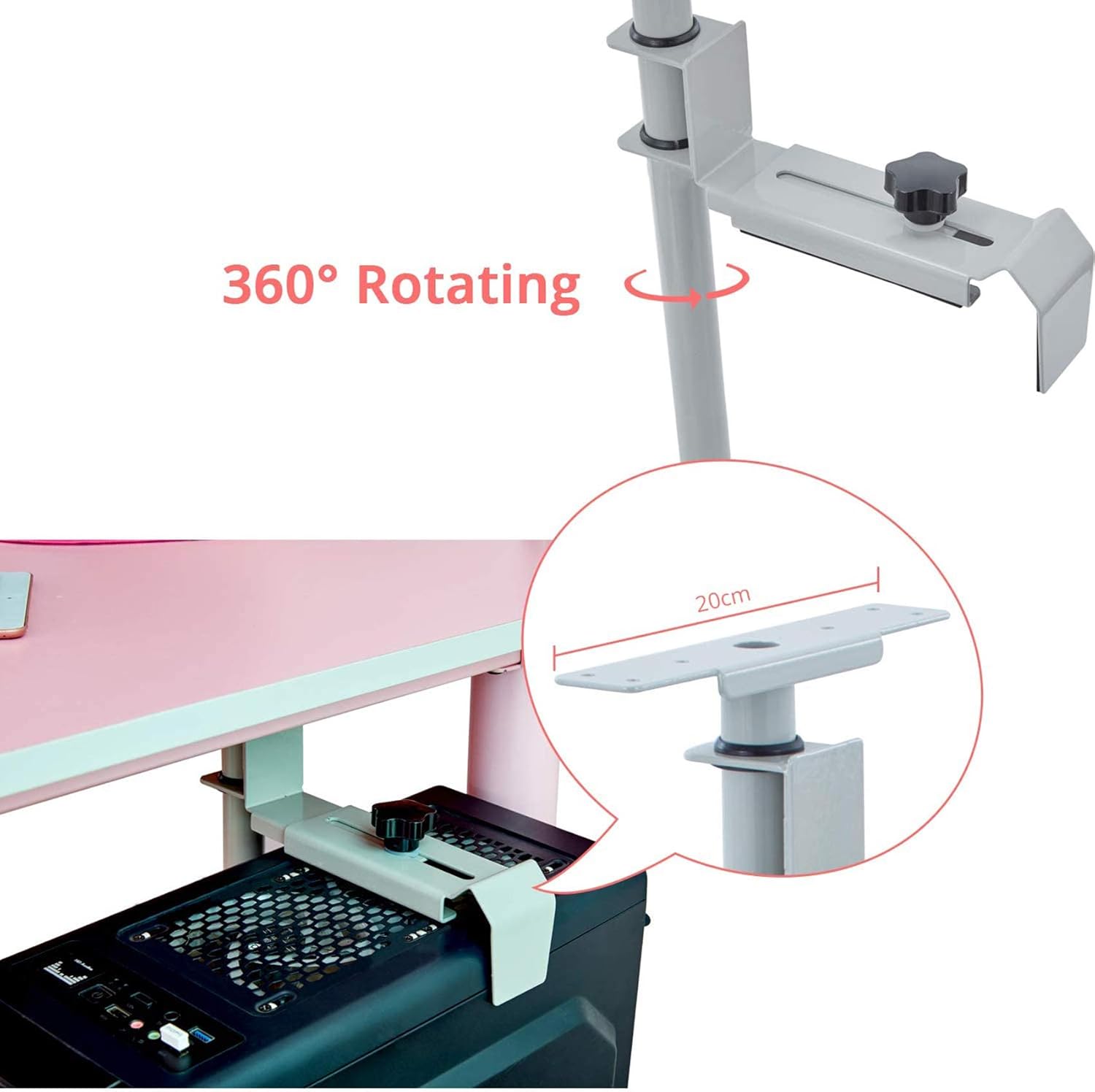 EUREKA ERGONOMIC CPU Holder Under Desk Mount, Computer Tower Case Holder, Grey, Pack of 2 C9604