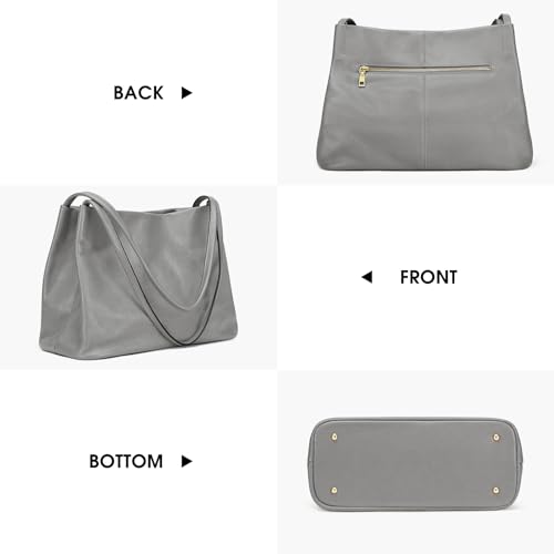 Kattee Leather Tote Bag for Women, Casual Shoulder Hobo Purse with Magnetic Snap Closure U606