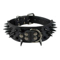 Berry Pet Sharp Spiked Studded Dog Collar Stylish Leather Dog Collars 2 Inch in Width Fit for Medium & Large Dogs