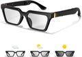 [2022 Version] Upgraded Bone Conduction Glasses Headphones, Smart Glasses with Immersive Sound, Voice Assistant, Anti Blue Light and Photochromice Lenses, True Wireless Bluetooth Glasses for Men/Woman