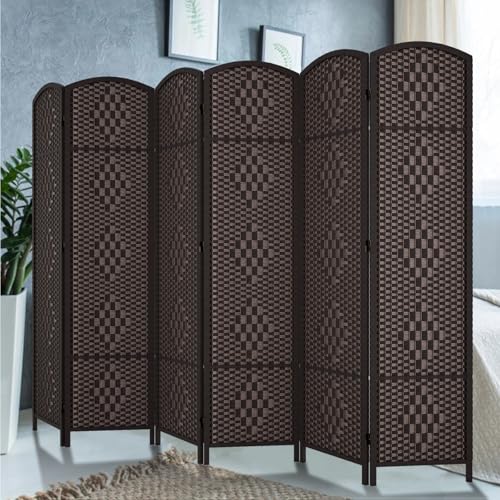 Rose Home Fashion 6 ft Tall Room Divider 4 Panel Folding Privacy Screen, Dark Coffee C8634