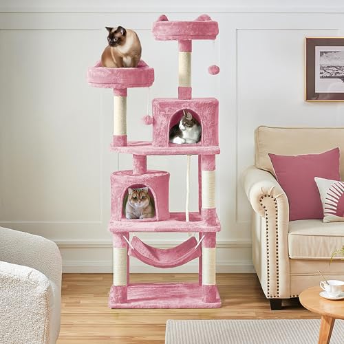 Yaheetech 62.5in Cat Tree with Platform & Hammock, Dark Gray L747397