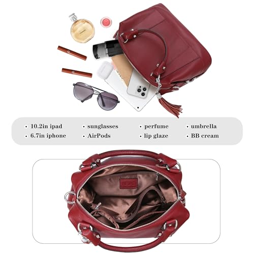 HESHE Women's Genuine Leather Crossbody Handbag F1819
