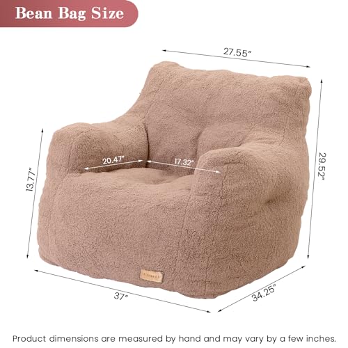 Bean Bag Chair with Filler, Tufted Soft Stuffed, Black B61630