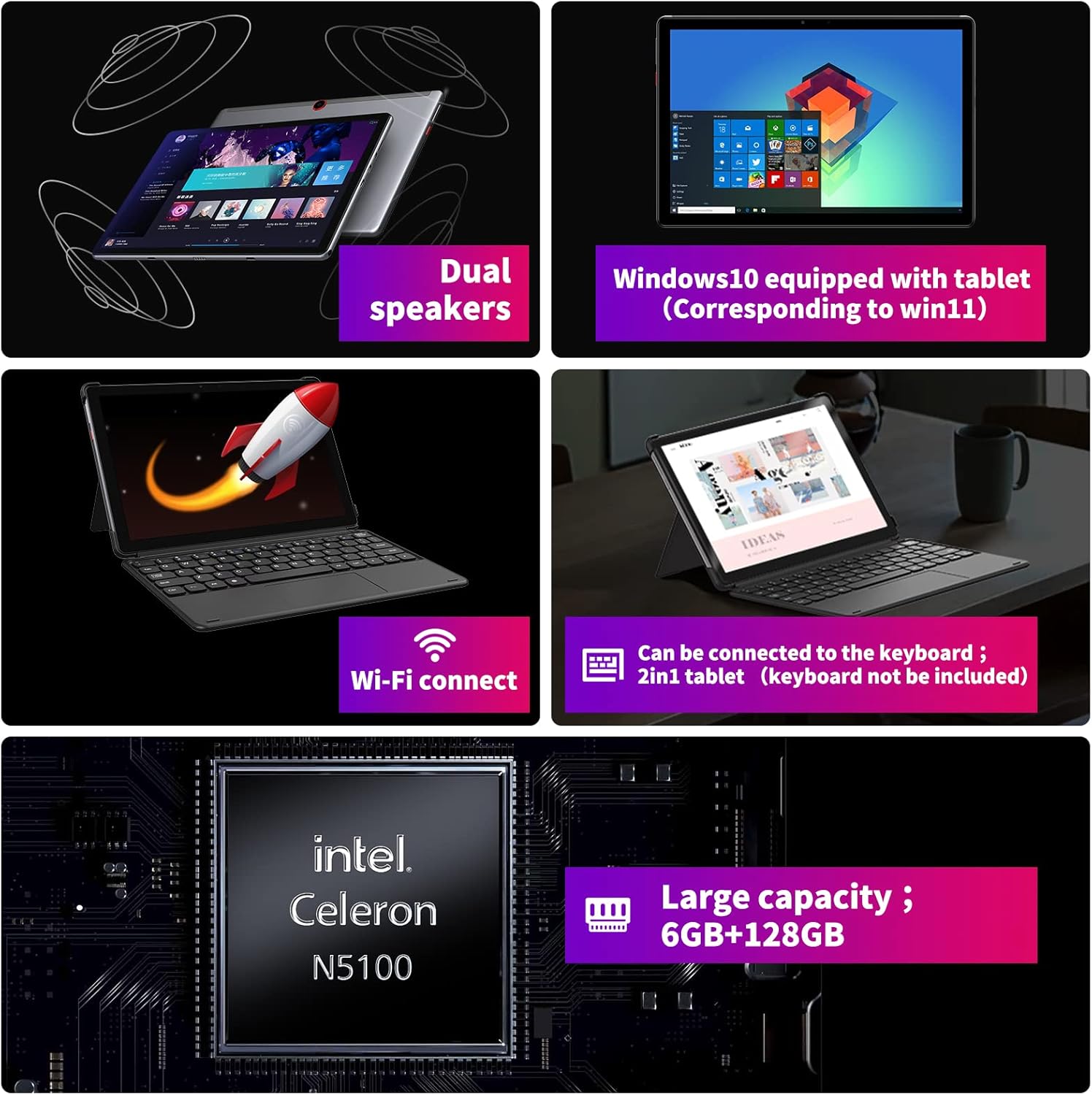 CHUWI Hi10 Go 10.1 inch Windows 11 Tablet, 6GB RAM 128GB ROM Y853