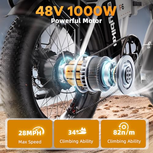 Folding Electric Bike 1000W 48V 20AH Removable Battery 20" Fat Tire for Adults C847123