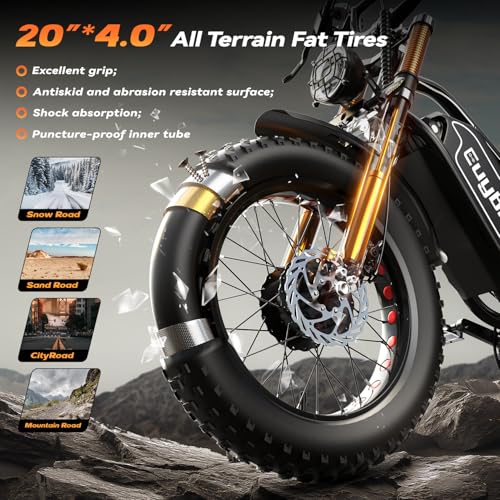 Electric Bike for Adults, 2000W Motor, 48V 25AH Battery, 20" Fat Tires S65549