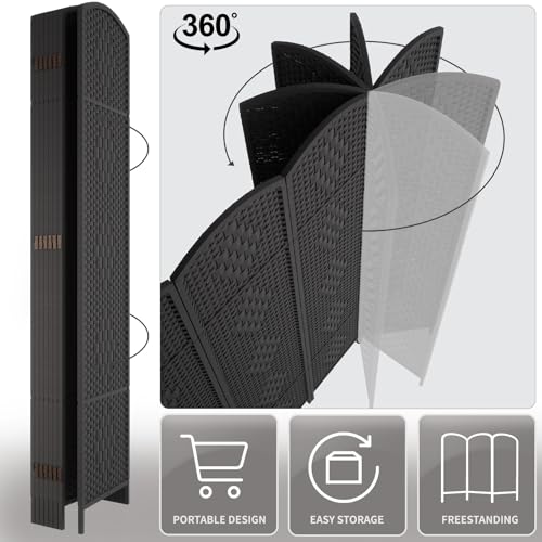 Rose Home Fashion 6 ft Tall Room Divider 4 Panel Folding Privacy Screen, Dark Coffee C8634